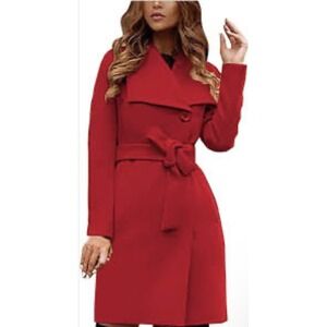 Ted Baker London Red Wrap Coat Wool Cashmere Womens Size 2